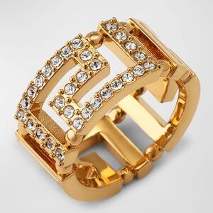 Versace Gold Crystal Embellished Ring
